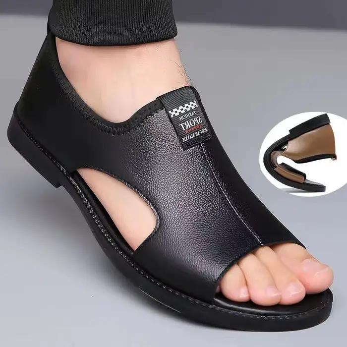 Marque homme sandales concepteur de mode en cuir décontracté pour hommes été confortable plage pantoufles en plein air