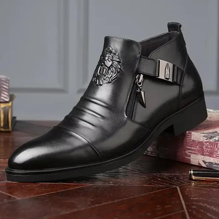 Chaussures pour hommes bottes pour hommes à la mode de luxe de haute qualité en cuir gaufré bottes pour hommes Zip chaussures en cuir pour hommes chaussures de travail résistantes