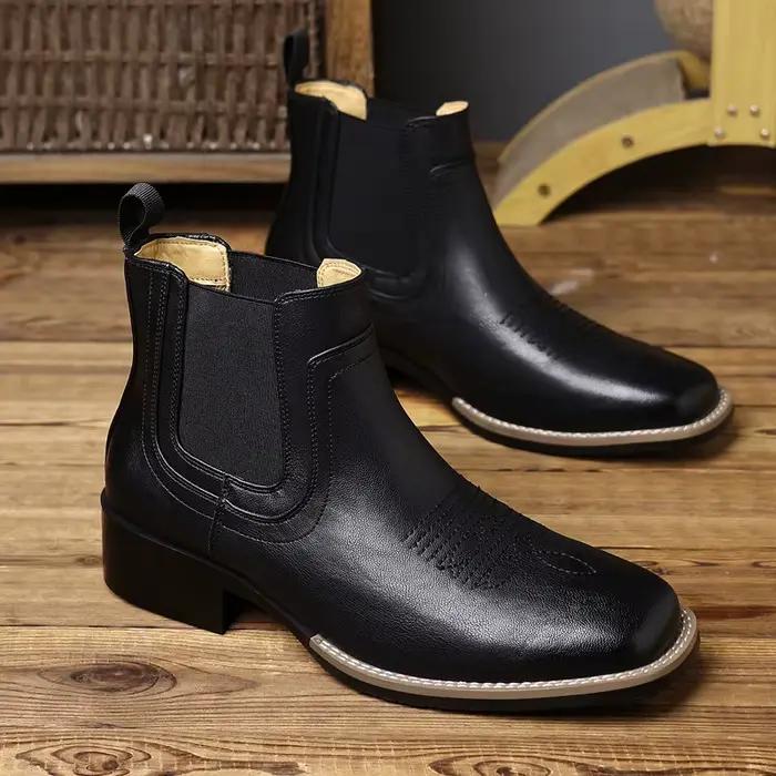 Bottes de Cowboy occidentales brodées rétro pour hommes