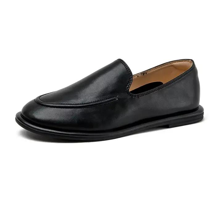 Mocassins Femme Cuir Véritable Bout Arrondi Souples Faciles à Enfiler Occasions Spéciales
