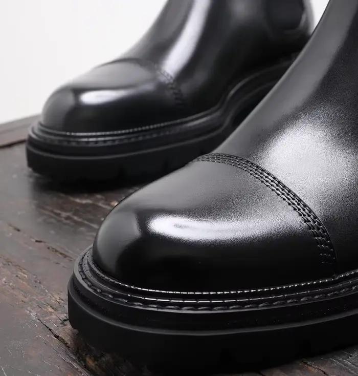 Chelsea hommes anglais à semelles épaisses haut chaussures en cuir faites à la main vêtements de cérémonie d'affaires