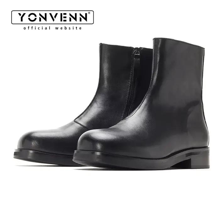 Chelsea bottes en cuir hommes semelle intermédiaire minimaliste style britannique texture haut de gamme noir véritable