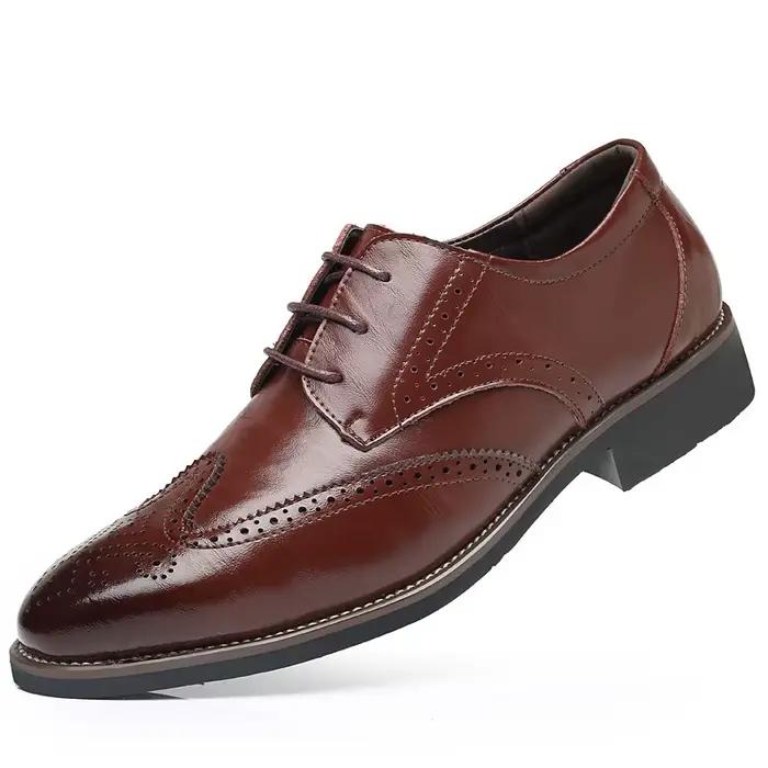 Chaussures Oxford Brogue LEDP pour Hommes Classiques à Lacets Noir Beige Bleu Marine Polyvalentes pour Occasions Formelles Bureau