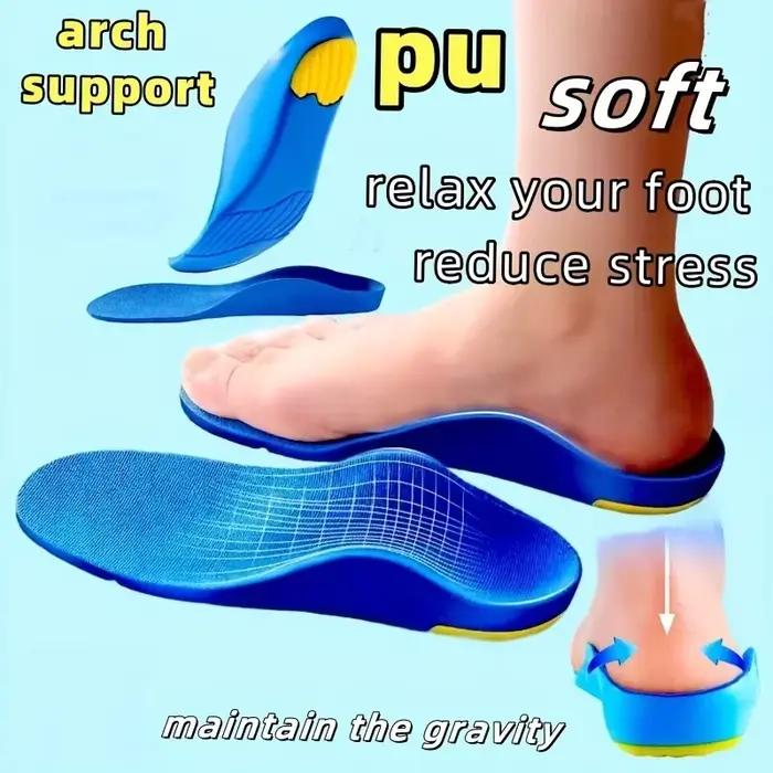 1 paire de semelles intérieures de soutien de la voûte plantaire unisexes avec coussin de talon en forme de U