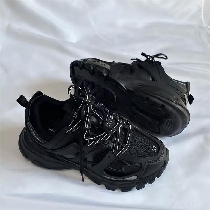 Marque Design noir grosses baskets unisexe mode nouveaux hommes papa chaussures