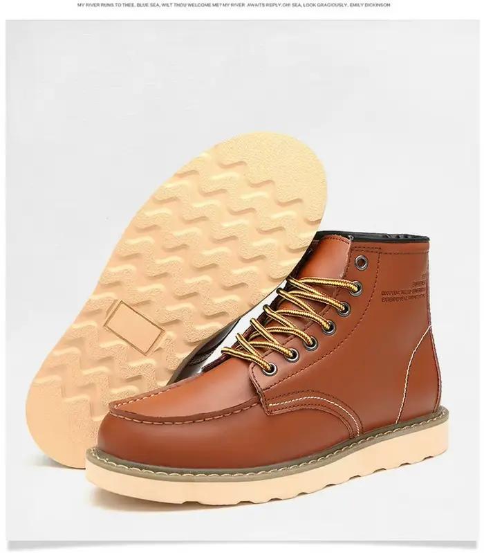 Bottines de Cowboy à lacets en cuir véritable pour hommes