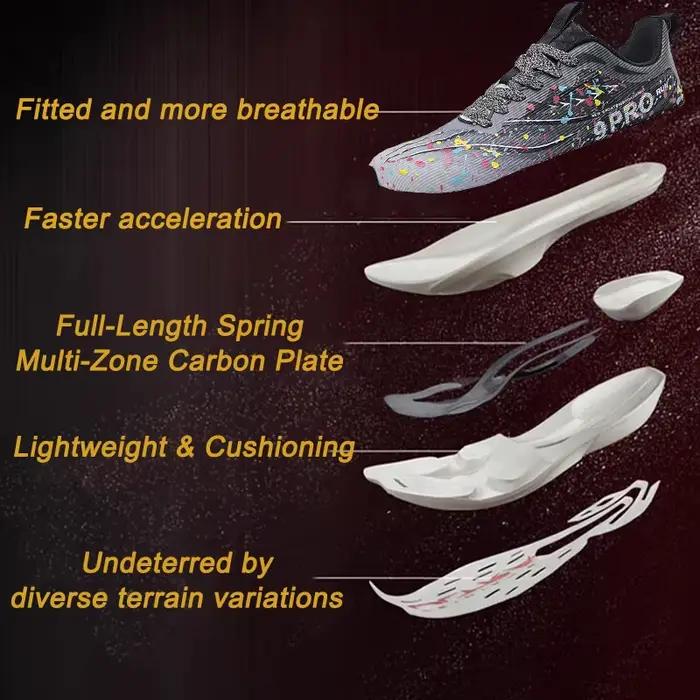 Nouvelle plaque de carbone hommes chaussure de course nuit Fluorescent amorti baskets femmes à lacets chaussures
