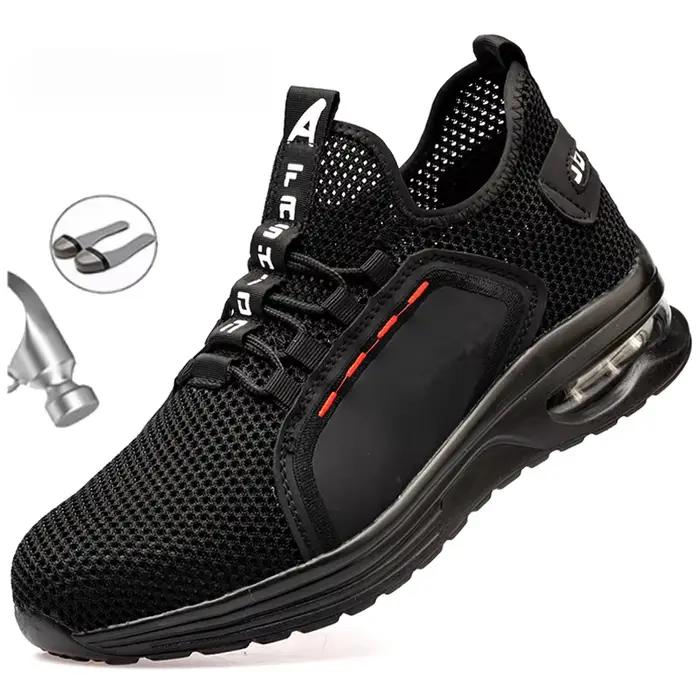 Chaussures de sécurité de travail à coussin d'air pour hommes et femmes, baskets de travail respirantes à bout en acier, chaussures de protection Anti-perforation