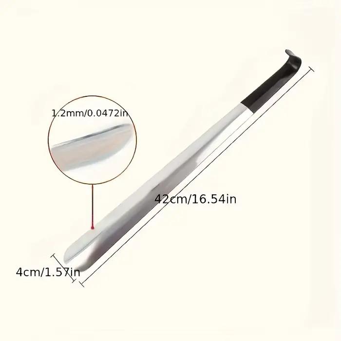 [Chausse-pied en acier inoxydable] Chausse-pied ergonomique à long manche en acier inoxydable |   16,5 "/42 cm |   Chausse-pied en métal facile à utiliser pour les personnes âgées