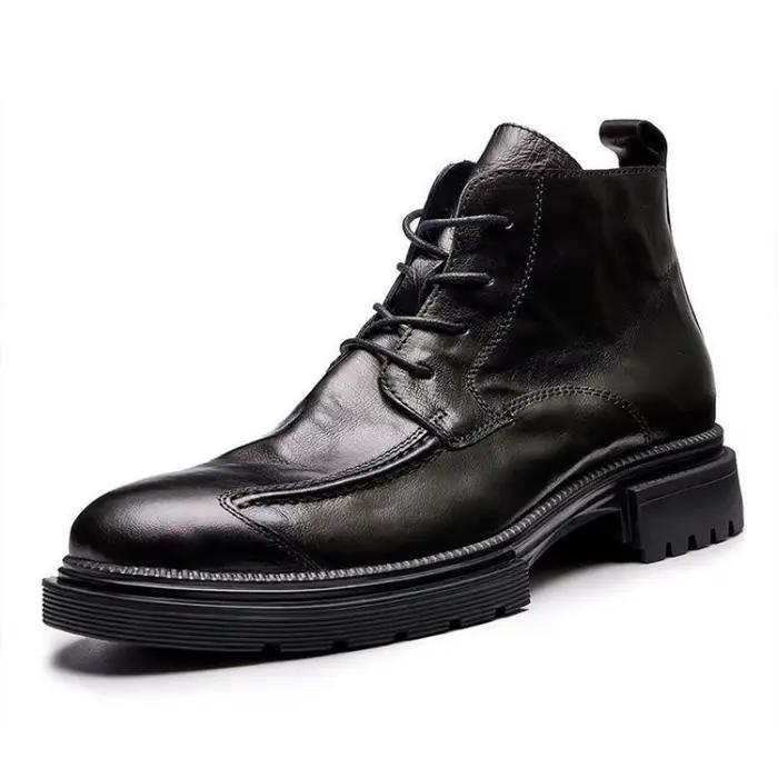 Bottes rétro en cuir pour hommes