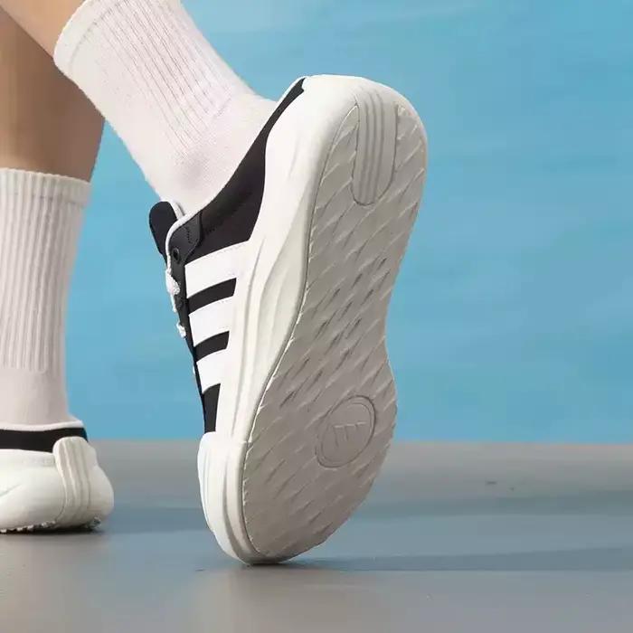 Chaussures à plateforme noires et blanches Adidas pour femmes et hommes, baskets décontractées en cuir pour skateboarding et occasions quotidiennes