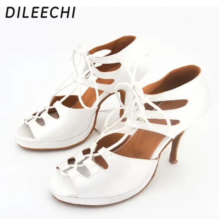 2025 DILEECHI chaussures de danse latine personnalisées sangle de cloche blanche plate-forme étanche 10CM talons hauts fond souple intérieur
