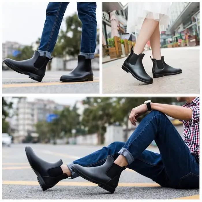 Sourire marron imperméable anti-dérapant bottes courtes Chelsea