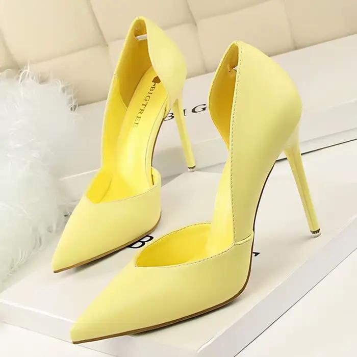 Chaussures de soirée pour femmes élégantes talons fins haute qualité couleur noir rose jaune soirée mariage occasions spéciales