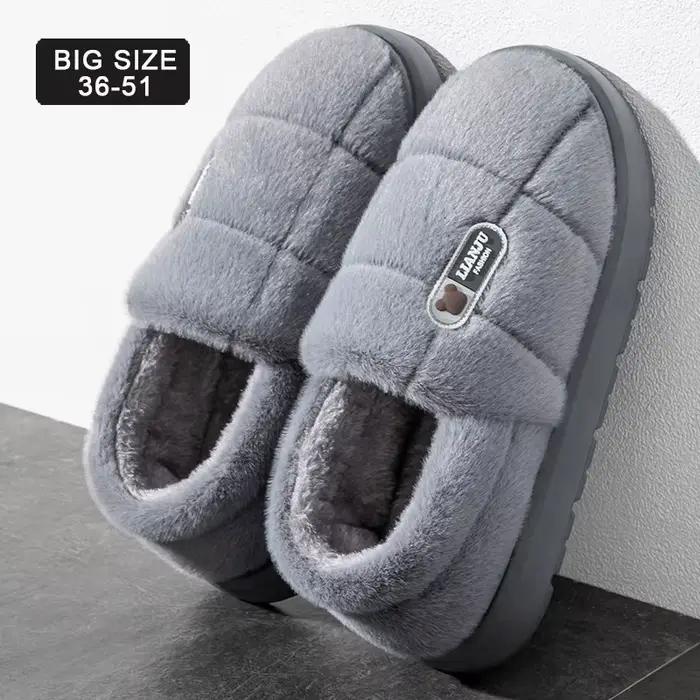Chaussons hiver unis en coton avec semelle pelucheuse antidérapante pour homme occasions intérieures détente confortable à offrir