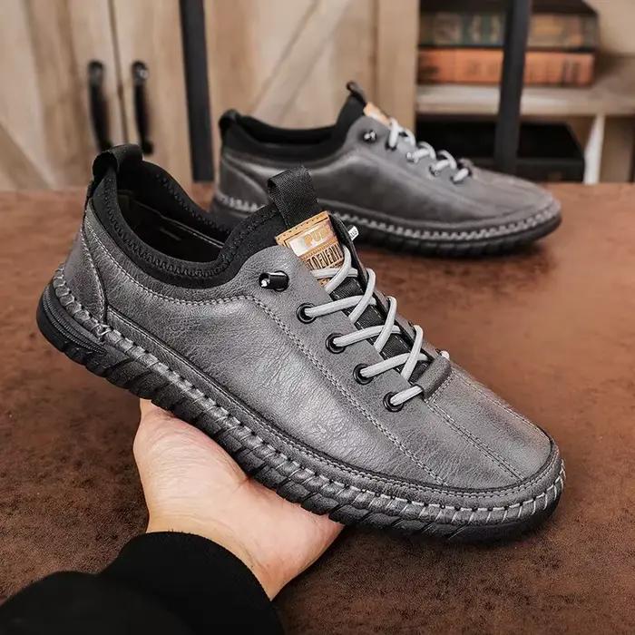 Chaussures en cuir véritable décontractées pour hommes style britannique tendance confortables et durables pour toutes occasions