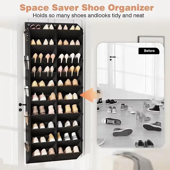 Porte-chaussures suspendu sur porte, organiseur de chaussures pour 30 paires, rangement pour porte de placard, pour baskets et bottes, grand support à chaussures
