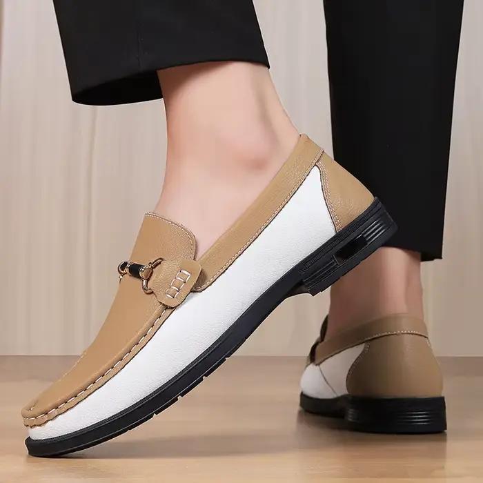 Mocassins en cuir véritable homme sans lacets pour bureau et carrière occassions spéciales polyvalents pointure ajustement précis