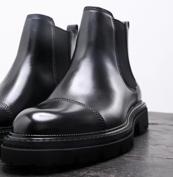Chelsea hommes anglais à semelles épaisses haut chaussures en cuir faites à la main vêtements de cérémonie d'affaires