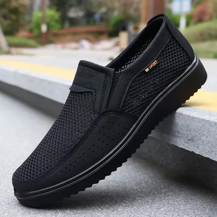 Chaussures décontractées à enfiler respirantes pour hommes – Baskets de marche basses légères pour l'extérieur