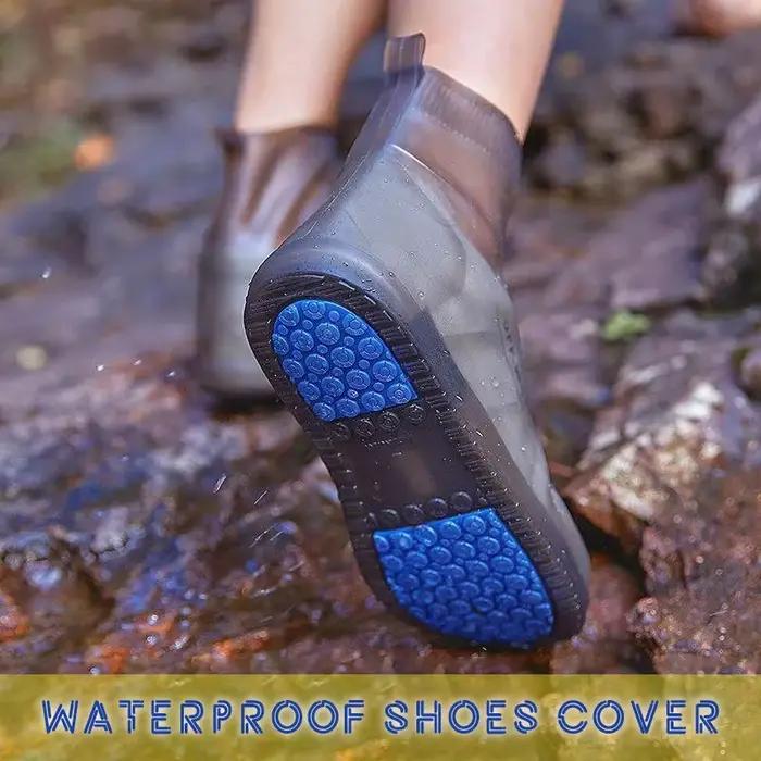 Couvre-chaussures imperméables en silicone, couvre-bottes de pluie montantes, surchaussures antidérapantes unisexe en caoutchouc résistant à l'eau pour jours de pluie