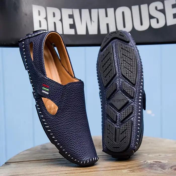Mocassins en cuir blanc pour hommes