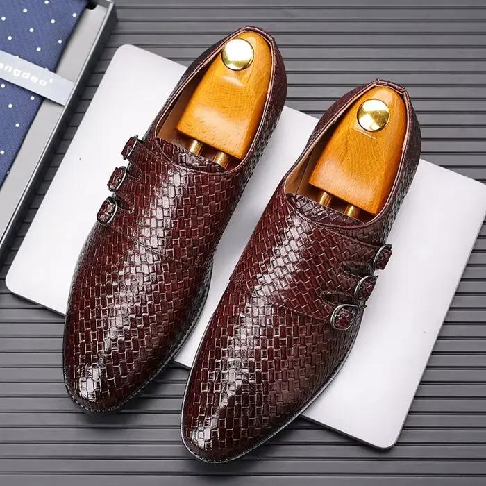 Tricot hommes chaussures en cuir chaussures habillées d'affaires formelles pour hommes classique décontracté luxe chaussures formelles Derby fête Oxford chaussures pour hommes