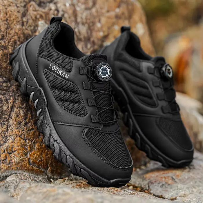 Chaussures de randonnée décontractées homme toutes saisons confortables respirantes semelle épaisse en PVC ajustement facile pointure large choix matériaux durables polyvalentes pour randonnée travail et loisirs