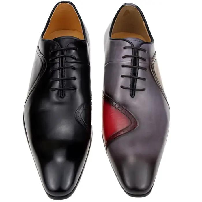 Chaussures provoqué à lacets en cuir de veau pour hommes