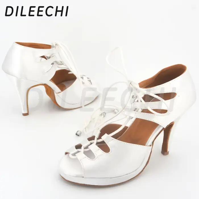 2025 DILEECHI chaussures de danse latine personnalisées sangle de cloche blanche plate-forme étanche 10CM talons hauts fond souple intérieur