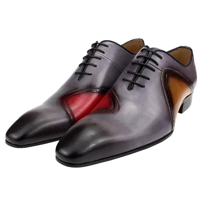 Chaussures provoqué à lacets en cuir de veau pour hommes