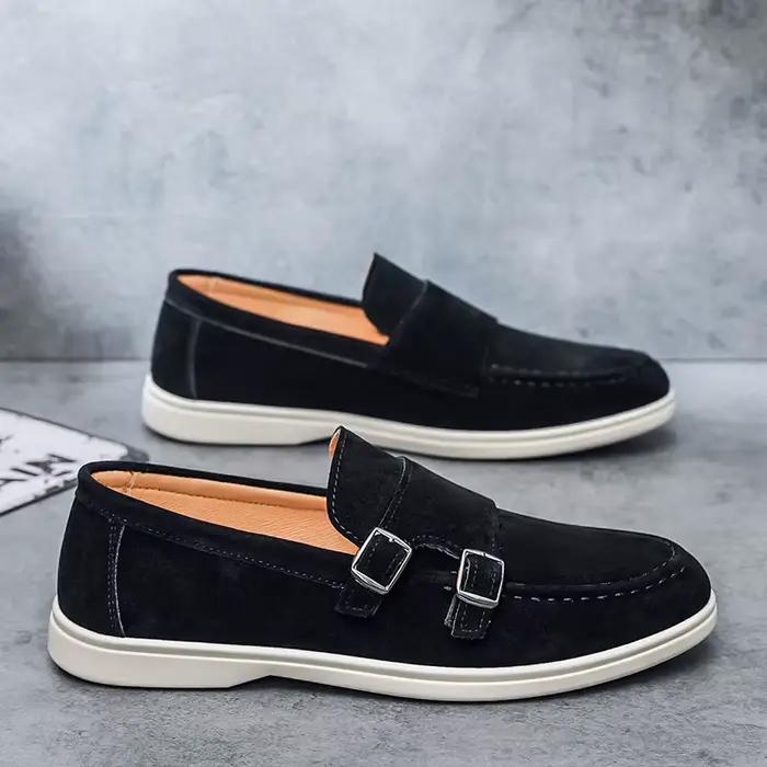 Mocassins décontractés pour hommes en caoutchouc, sans lacets, pointures variées, couleurs brun, kaki, rouge et noir, confort ultime, design moderne et minimaliste, idéal pour toutes occasions
