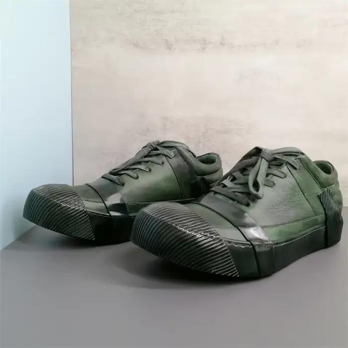 Chaussures à lacets en cuir véritable pour hommes – Oxfords décontractés classiques à semelle plate, baskets tendance de Style européen pour hommes