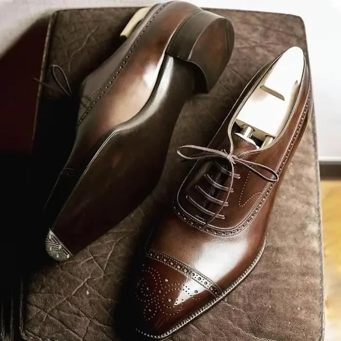 Oxfords chaussures pour hommes marron noir affaires à lacets Pu bureau richelieu