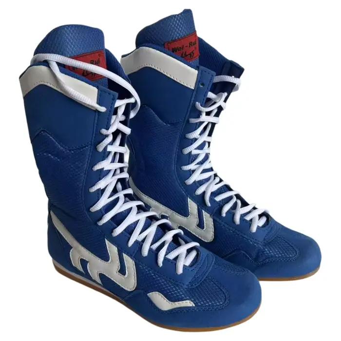 Chaussures de boxe hautes professionnelles pour hommes et femmes adultes bleu rouge noir 35 -46