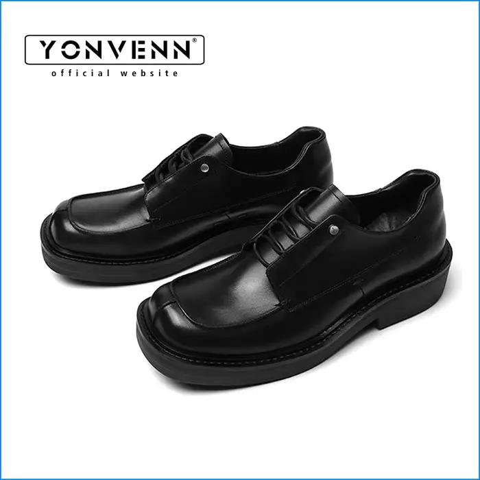 Frankenstein chaussures derby à bout carré avec sensation haut de gamme en cuir véritable rétro