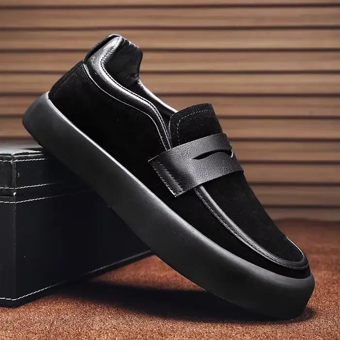 Mocassins hommes chaussures en cuir chaussures de marche affaires antidérapant fond souple mocassins de travail rond chaussures à fond plat baskets d'extérieur