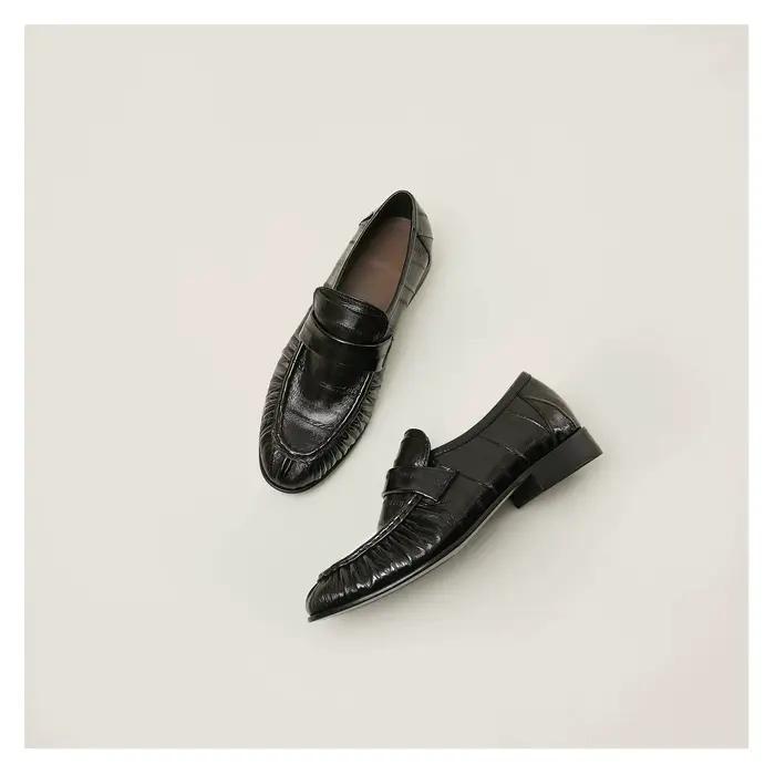 Chaussures plates en peau d'anguille 100% authentiques