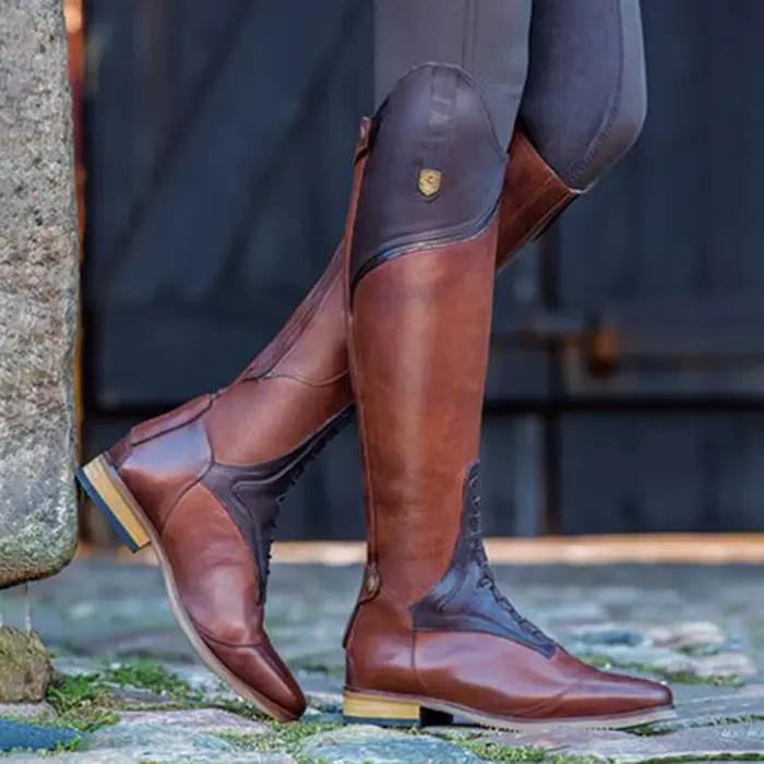 Bottes équestres en cuir véritable pour entraînement sportif professionnel