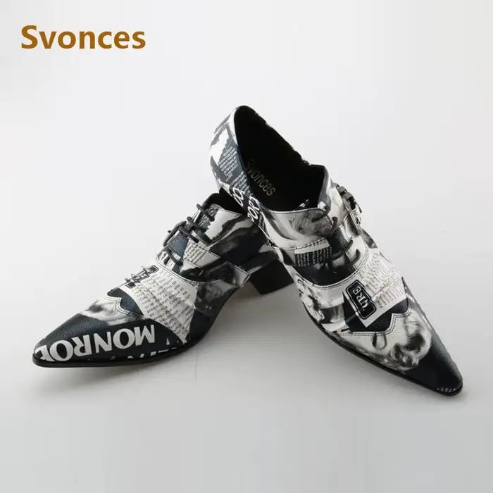 Chaussures de Luxe Personnalisées en Cuir group pour Homme, avec Talon en IQUE dex, Marque de Styliste, Motif Aléatoire