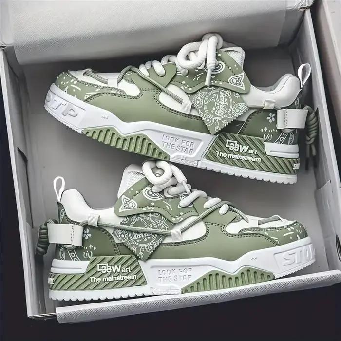 1 paire de baskets décontractées pour hommes, élégantes et confortables, adaptées à toutes les saisons, design géométrique, idéales pour la marche en plein air.