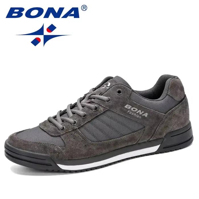 Baskets Bona en cuir robuste pour homme, résistantes et respirantes, idéales pour le skate et les activités de plein air