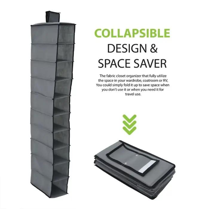 Étagère à chaussures suspendue à 10 couches au-dessus de la porte, organisateur pliable, placard, garde-robe, gain de place, cintre de rangement pour chaussures et chapeaux