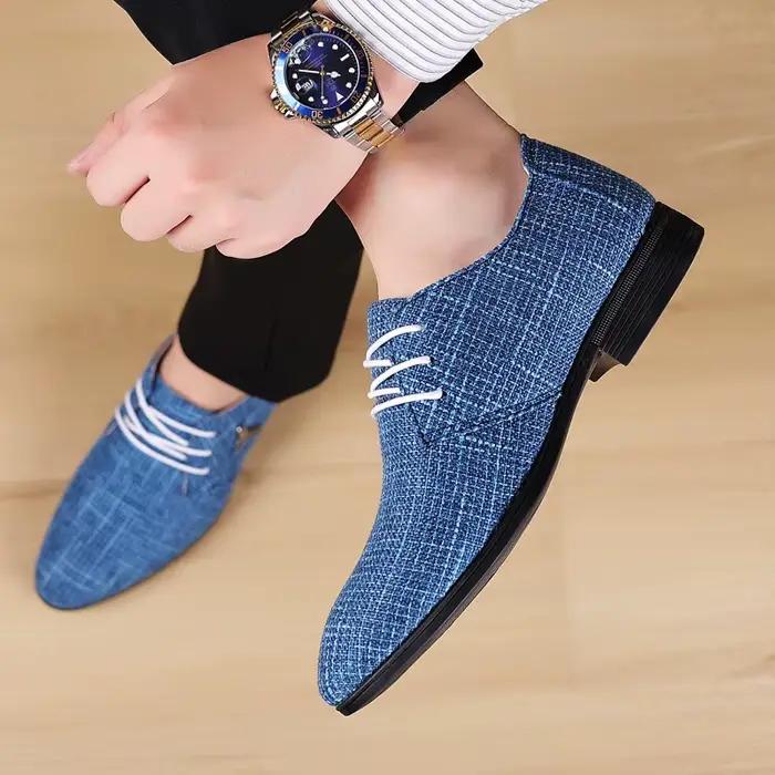 Chaussures Oxford UXST Bout Pointu Chanvre Toile Pour Hommes Occasions Spéciales Tailles 35-49