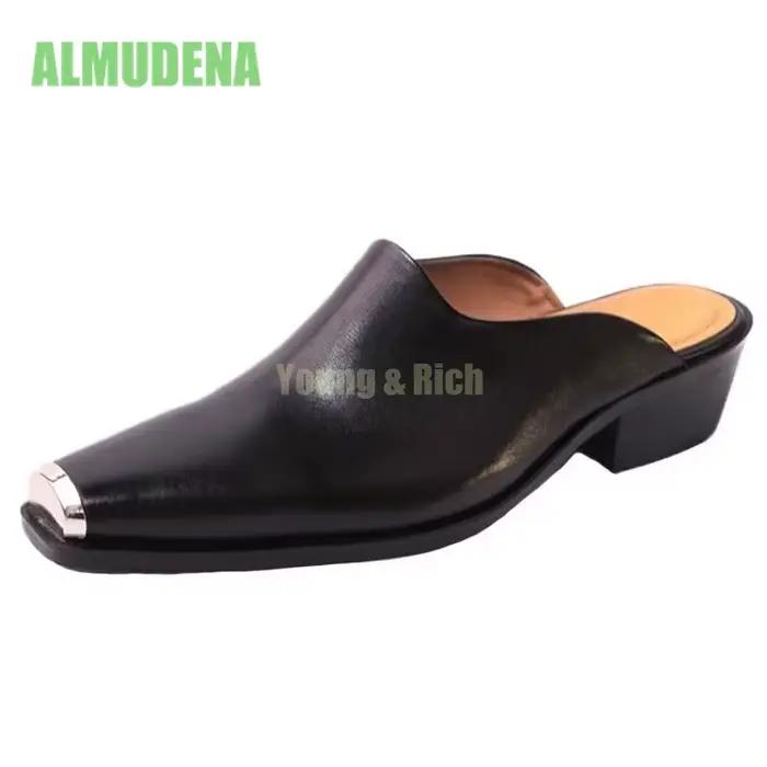 Baotou Cool pantoufles hommes été nouveau cuir Design à la mode Style britannique personnalisé confortable respirant Mueller chaussures