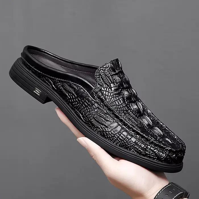 Demi-chaussures en cuir noir pour hommes