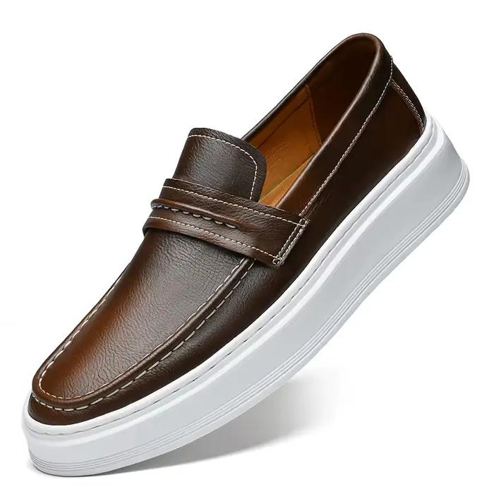 Mocassins classiques en cuir véritable pour hommes