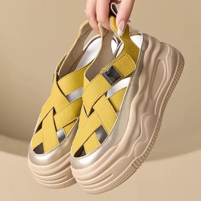 Baskets Chunky Respirantes en Maille et Cuir