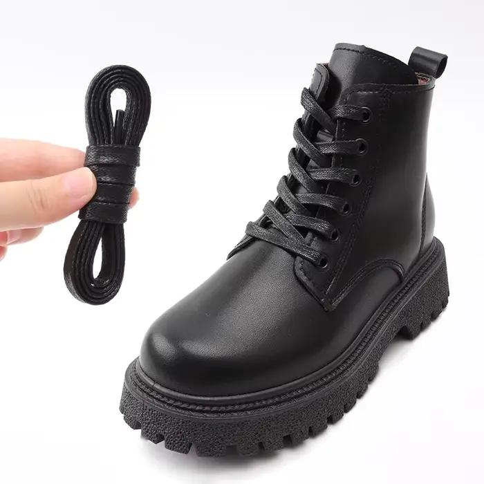 Lacets plats cirés en cuir chaussures décontractées imperméables lacets bottes unisexe longueur de lacet 60 80 100 120 140 160 180 CM 1 paire
