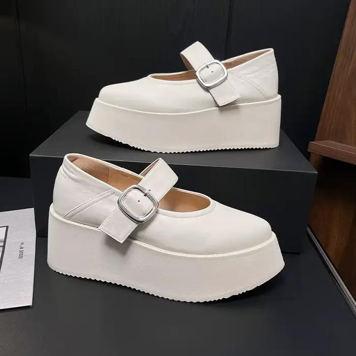 MKKHOU mode pompes nouvelle haute qualité en cuir véritable pointu chaussures à semelles épaisses talons plats
